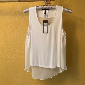 BCBG White Tank with Sheer Back, NWT, Size Small
